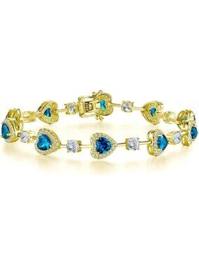 Gemlanto Women Topaz Silver Gemstone Heart Bracelet luxury Fashion Fine Jewelry
